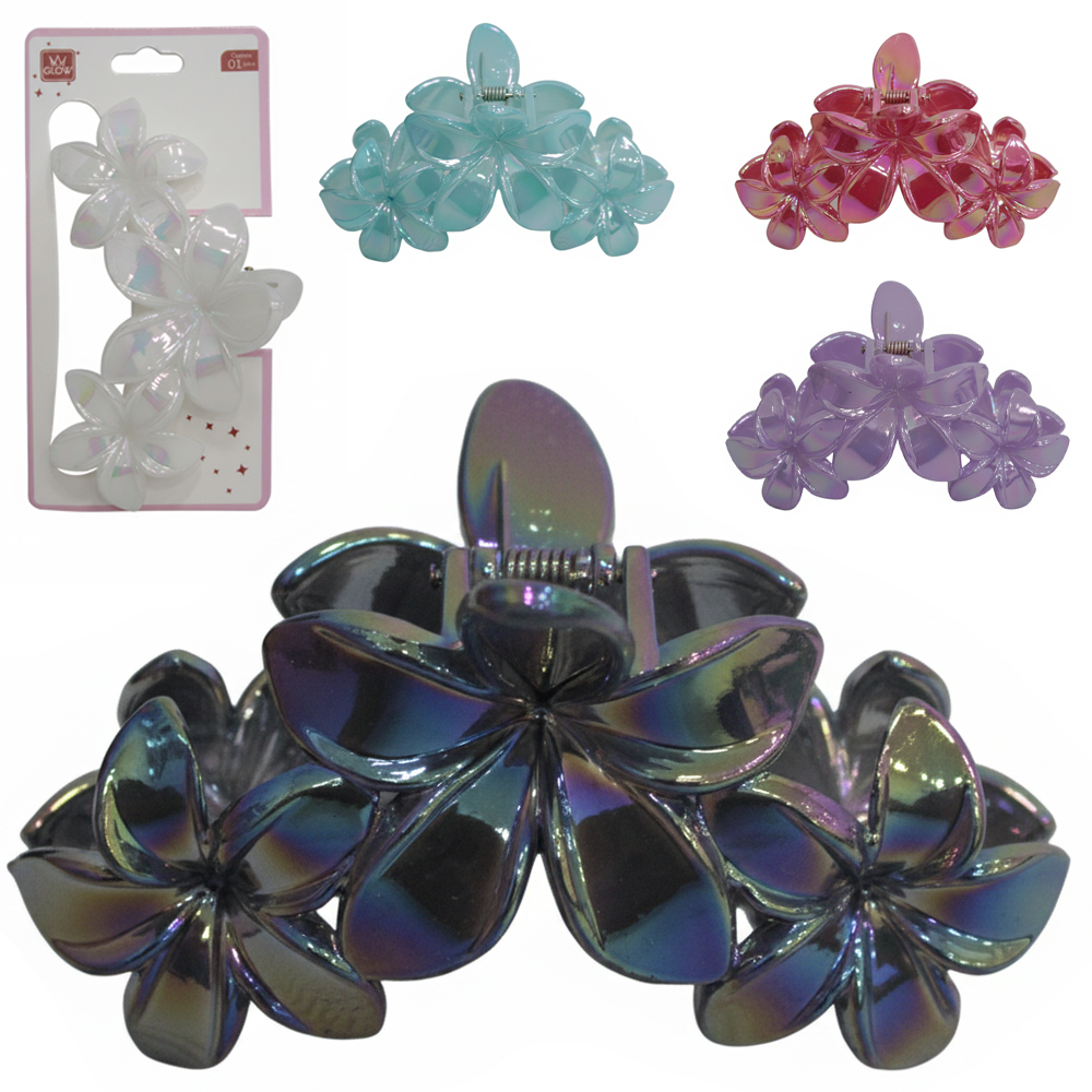 ACESSORIO PARA CABELO PIRANHA FLOR CINTILANTE 12X4CM