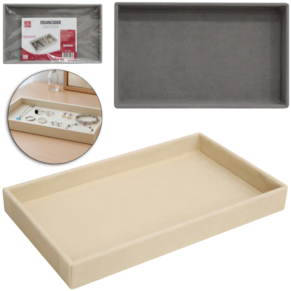 BANDEJA PORTA JOIAS DE POLIESTER RETANGULAR 21X12,3X2,5CM
