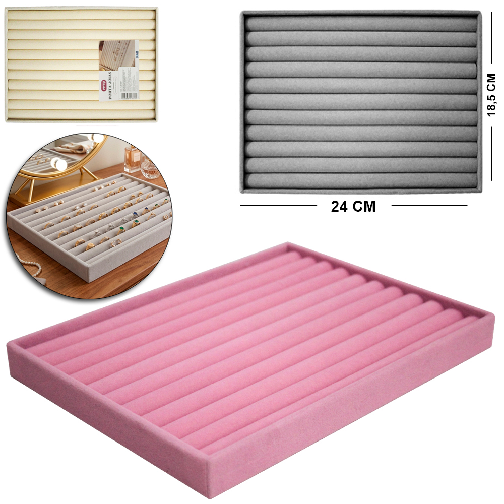 BANDEJA PORTA JOIAS DE POLIESTER RETANGULAR PARA GAVETA VERSY 24X18,5X2,5CM