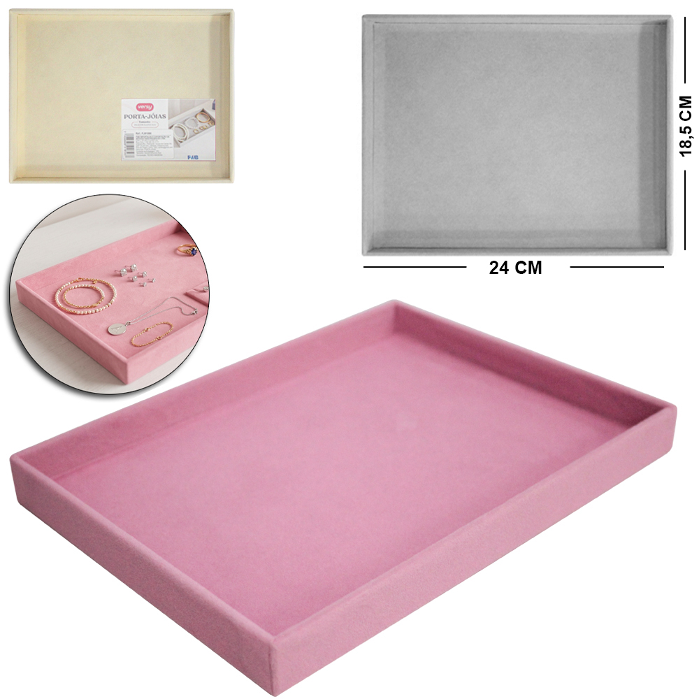 BANDEJA PORTA JOIAS DE POLIESTER RETANGULAR VERSY 24X18,5X2,5CM