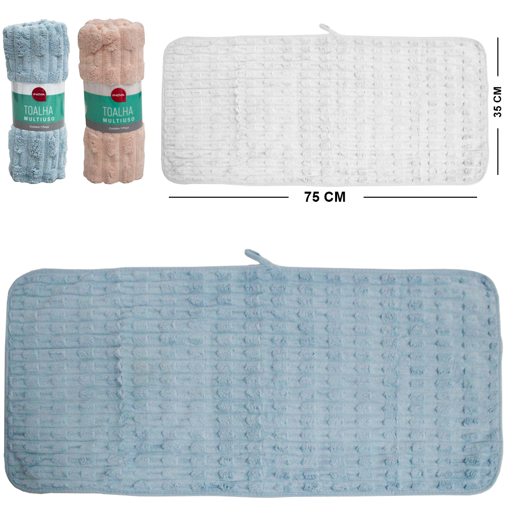 TOALHA DE POLIESTER RETANGULAR ( ROSTO ) MULTIUSO INOVA 75X35CM