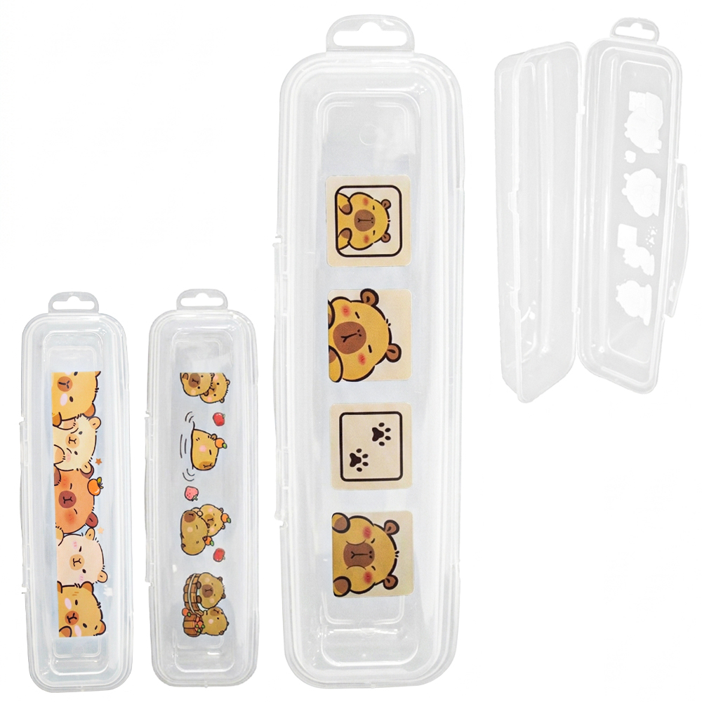 PORTA OBJETO / ESCOVA / ESTOJO DENTAL DE PLASTICO CAPIVARA FLIP COM TRAVA 22,5X6,5X3,5CM