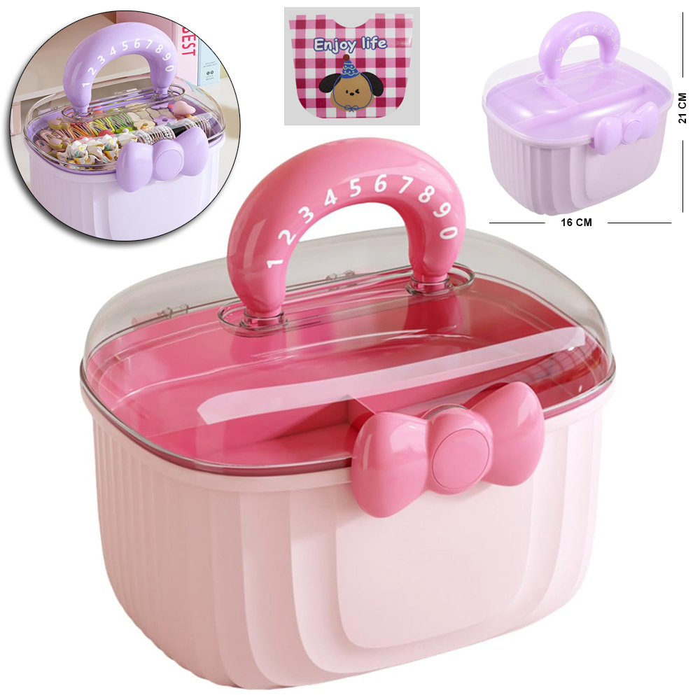 CAIXA MALETA FRASQUEIRA DE PLASTICO COM BANDEJA 3 DIVISORIAS + TRAVA LACO E ADESIVO 21X16X14CM