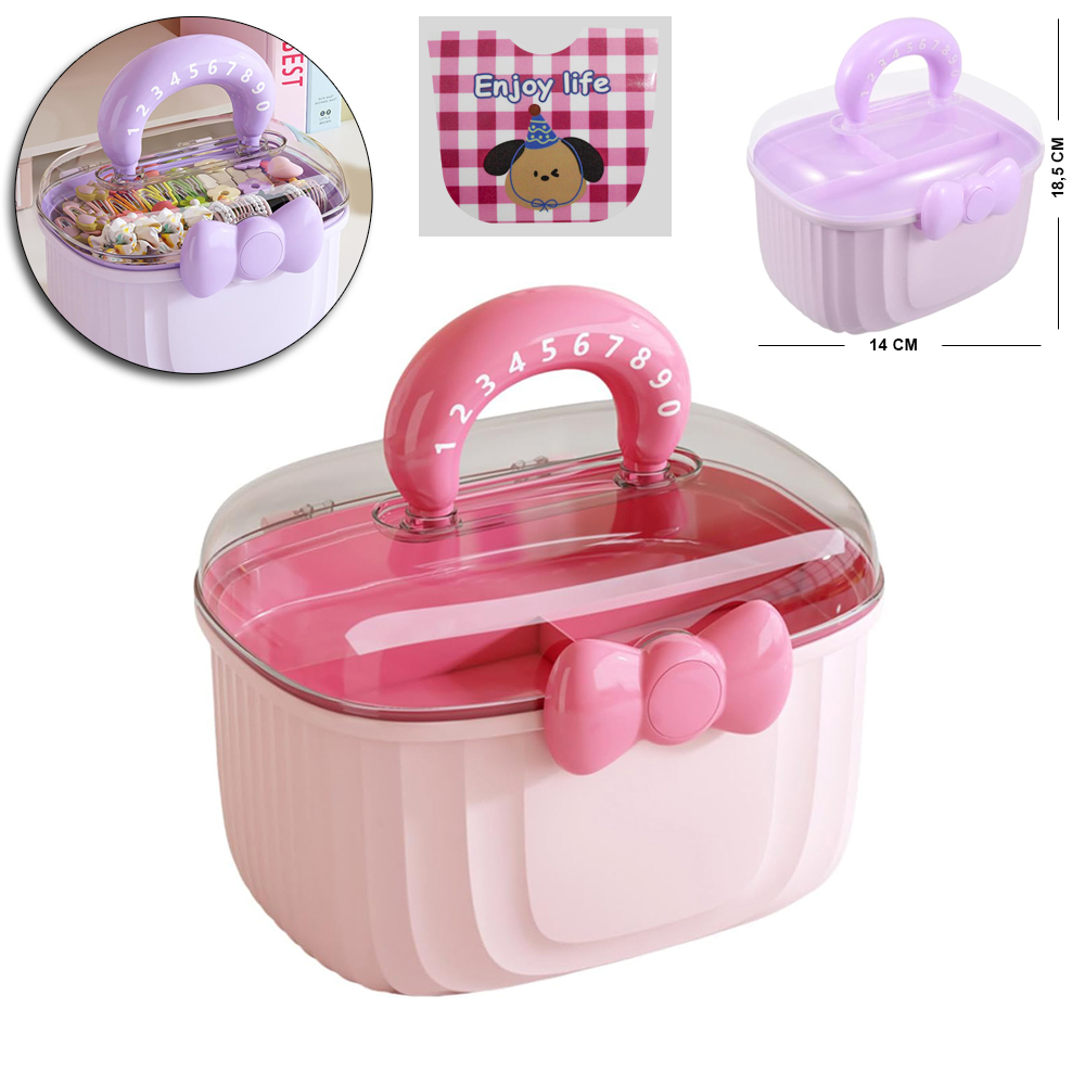 CAIXA MALETA FRASQUEIRA DE PLASTICO COM BANDEJA 3 DIVISORIAS + TRAVA LACO E ADESIVO 18,5X14X12,5CM