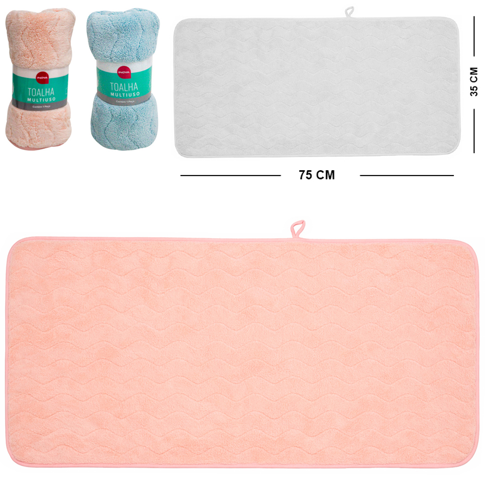 TOALHA DE POLIESTER RETANGULAR ( ROSTO ) MULTIUSO INOVA 75X35CM