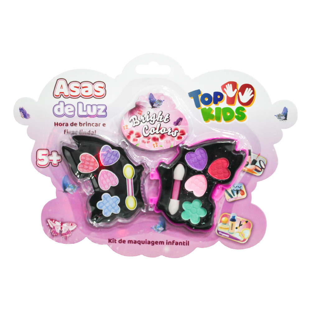 ESTOJO DE MAQUIAGEM COM SOMBRA E PINCEL PARA BONECA BORBOLETA TOP KIDS