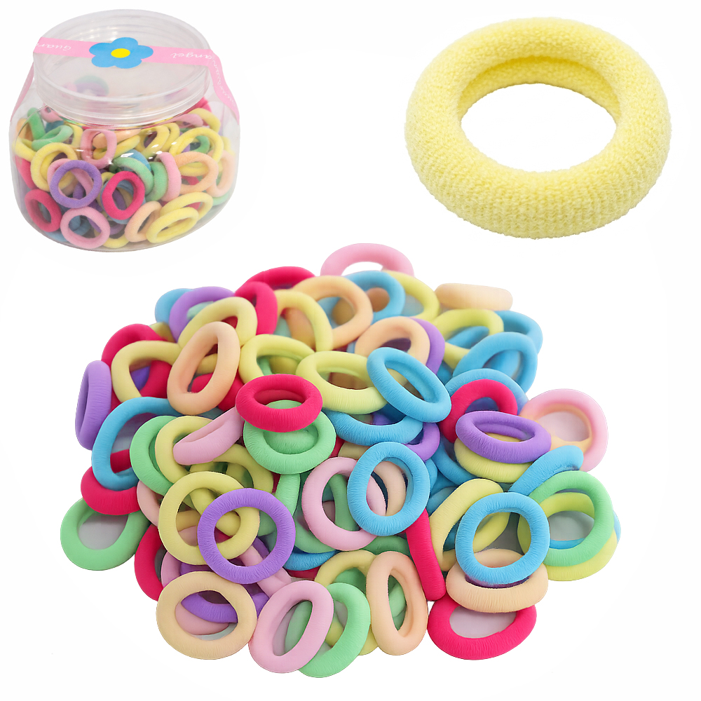 KIT ACESSORIOS PARA CABELO ELASTICO / RABICO COM 90 PECAS 2CM DE Ø NO POTE