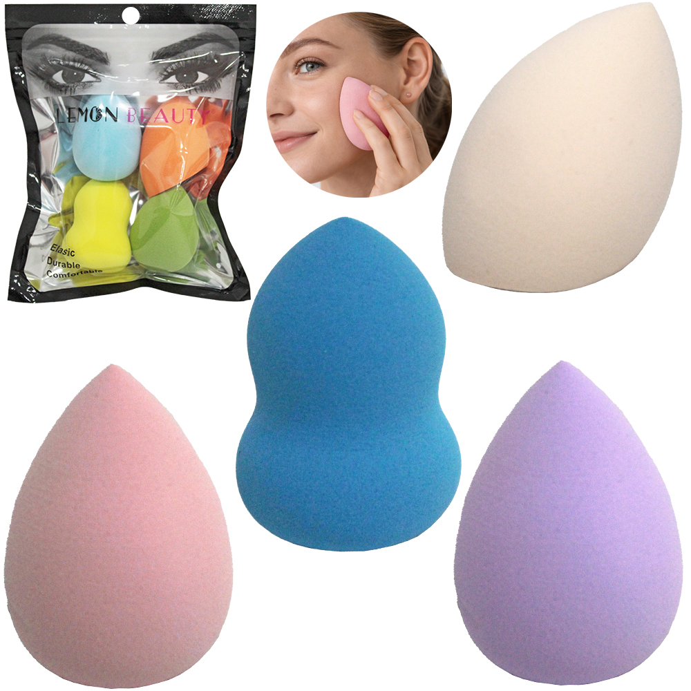ESPONJA PARA MAQUIAGEM GOTA LEMON BEAUTY COM 4 PECAS
