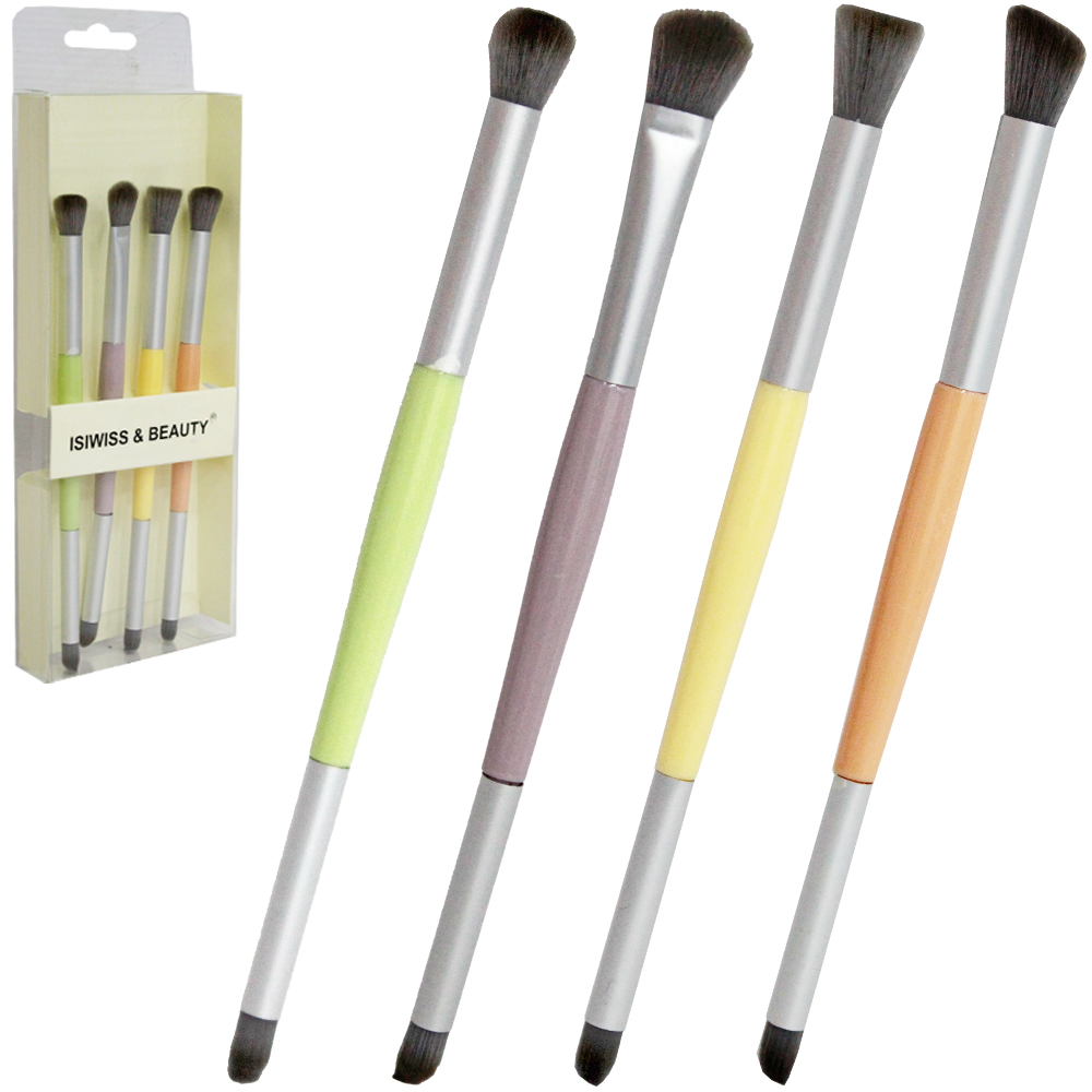 PINCEL PARA MAKE / MAQUIAGEM DUPLO COM 4 PECAS