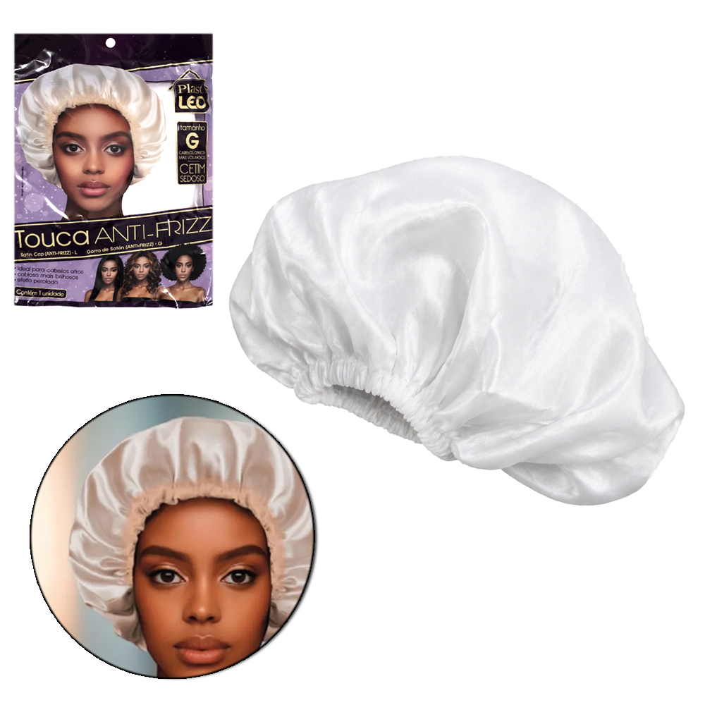 TOUCA DE BANHO DE CETIM SEDOSO / POLIESTER ANTI-FRIZZ PARA CABELOS LONGOS MAIS VOLUMOSOS G