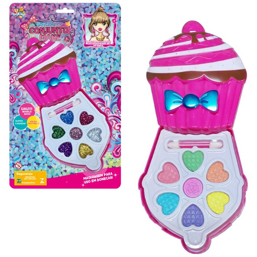 ESTOJO DE MAQUIAGEM COM SOMBRA + PINCEL PARA BONECA CUPCAKE