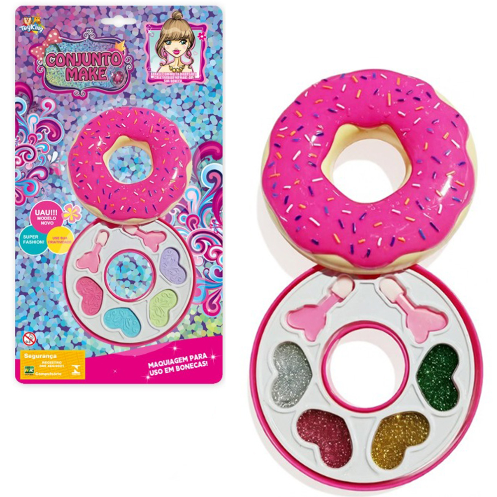 ESTOJO DE MAQUIAGEM COM SOMBRA + PINCEL PARA BONECA DONUT