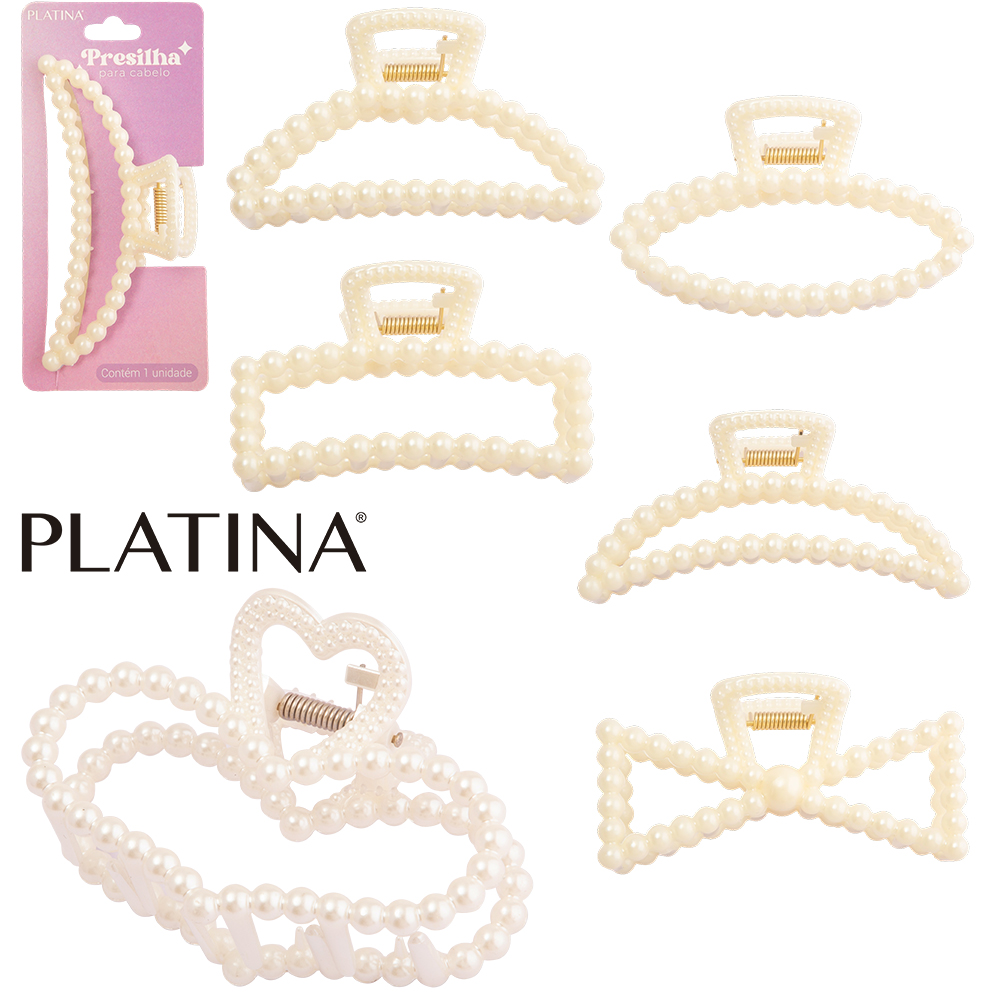 ACESSORIO PARA CABELO PRESILHA PEROLA PLATINA 9,5X6X5CM