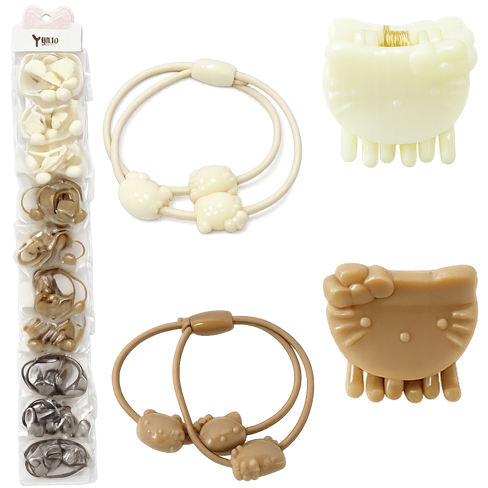 KIT ACESSORIOS PARA CABELO ELASTICO / RABICO + MINI PIRANHA BELLO CHARME COM 40 PECAS