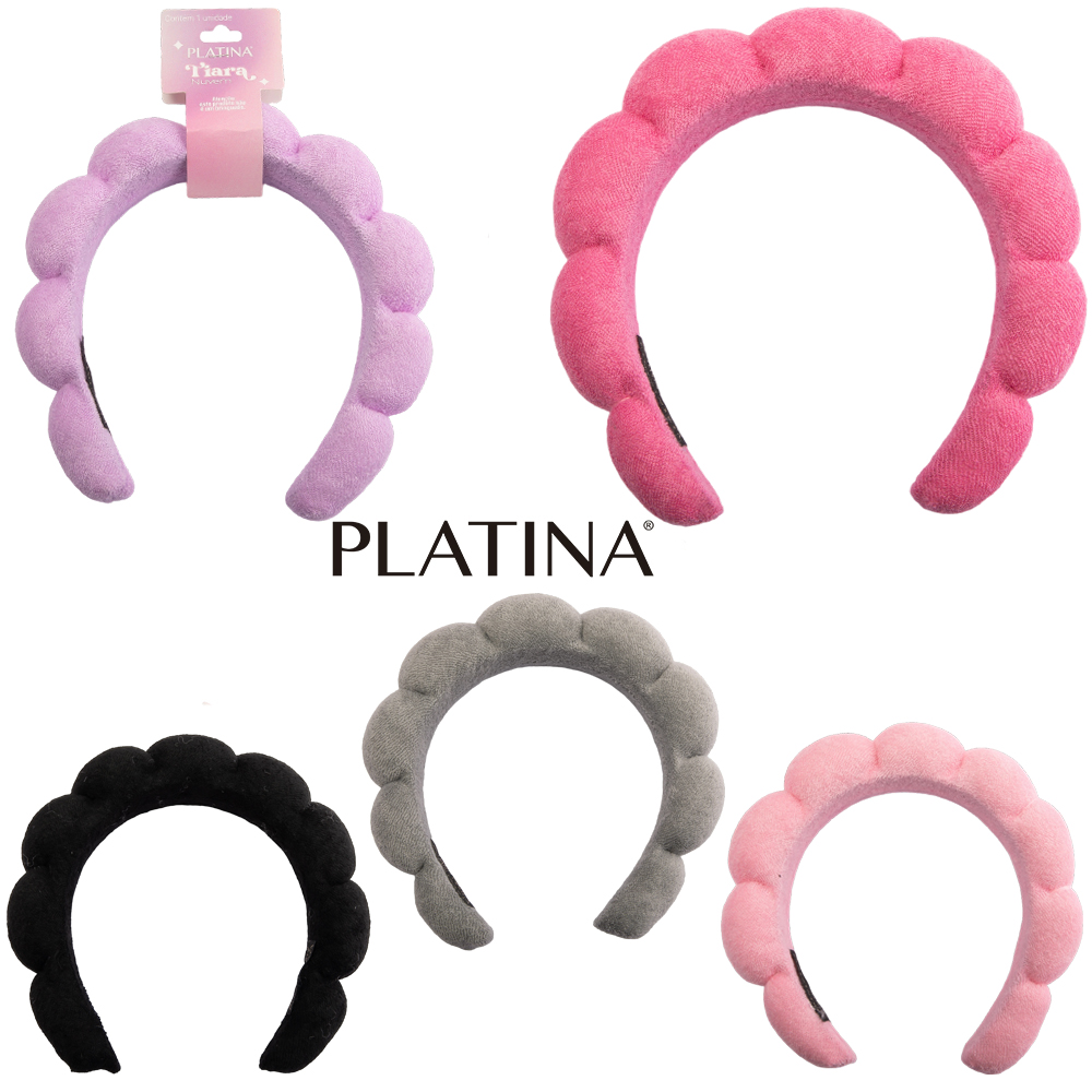TIARA DE PELUCIA NUVEM PLATINA 18,5X18X4CM