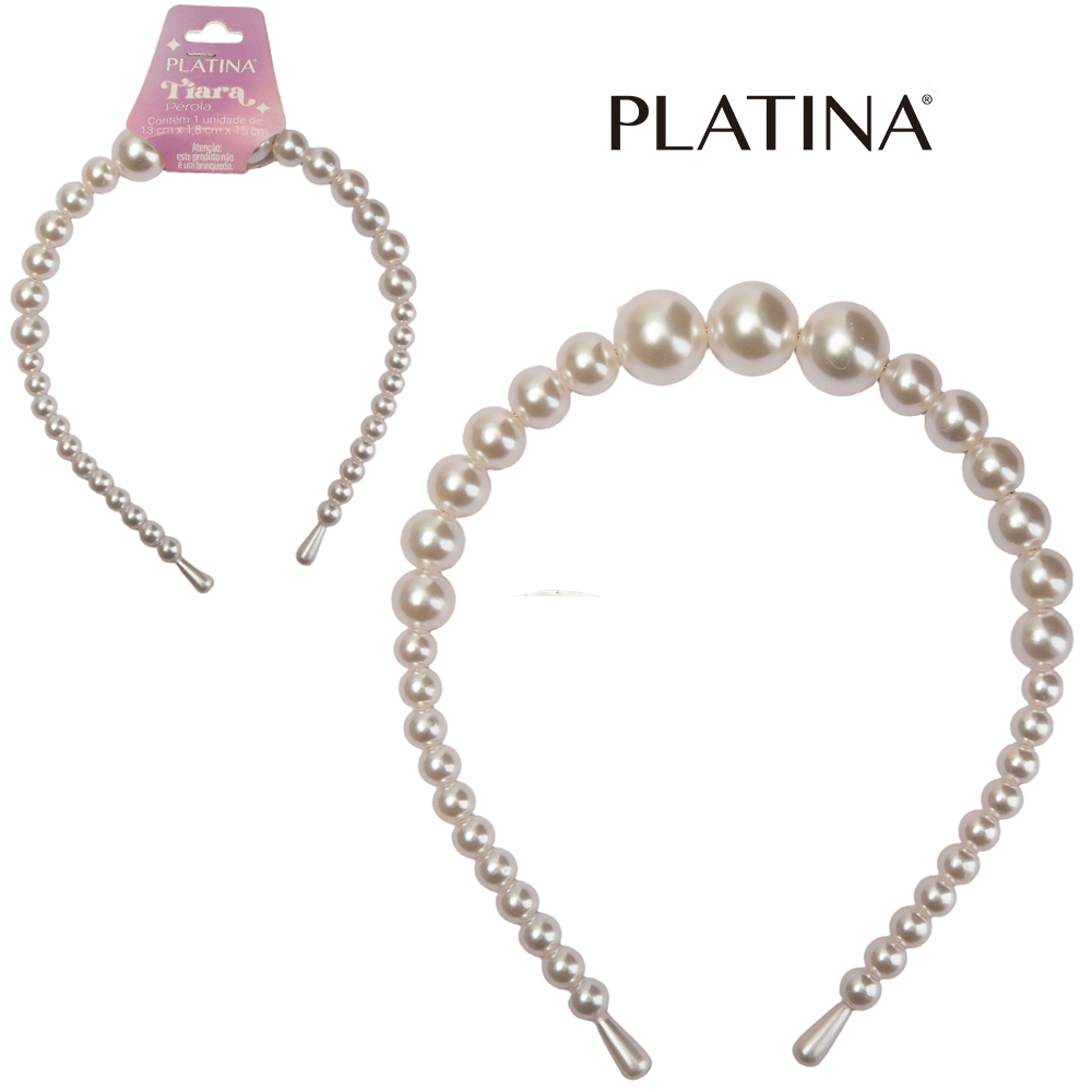 TIARA PEROLA PLATINA 15X13X1,8CM