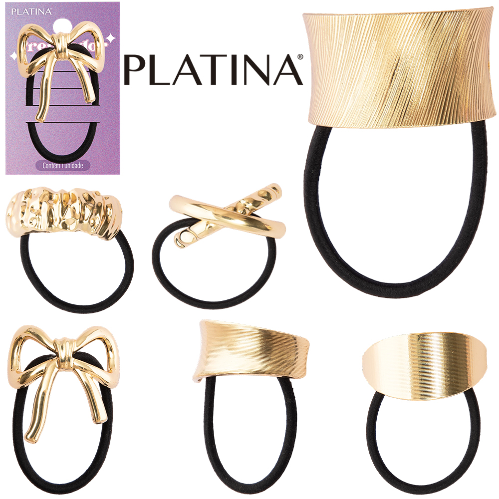 ACESSORIO PARA CABELO ELASTICO / RABICO COM LACO / TRANCADO / RETANGULAR / GEOMETRICO / TEXTURIZADO / OVAL DE METAL PLAT