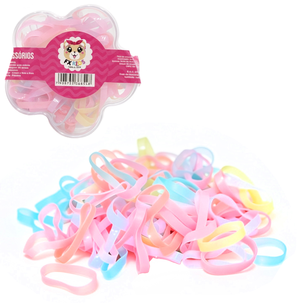 KIT ACESSORIOS PARA CABELO ELASTICO / RABICO 2,5CM DE Ø NO ESTOJO
