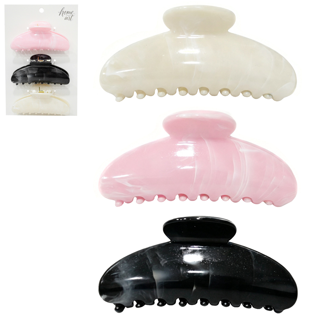 KIT ACESSORIOS PARA CABELO PIRANHA MARMORE COM 3 PECAS 10,5X5X4,5CM