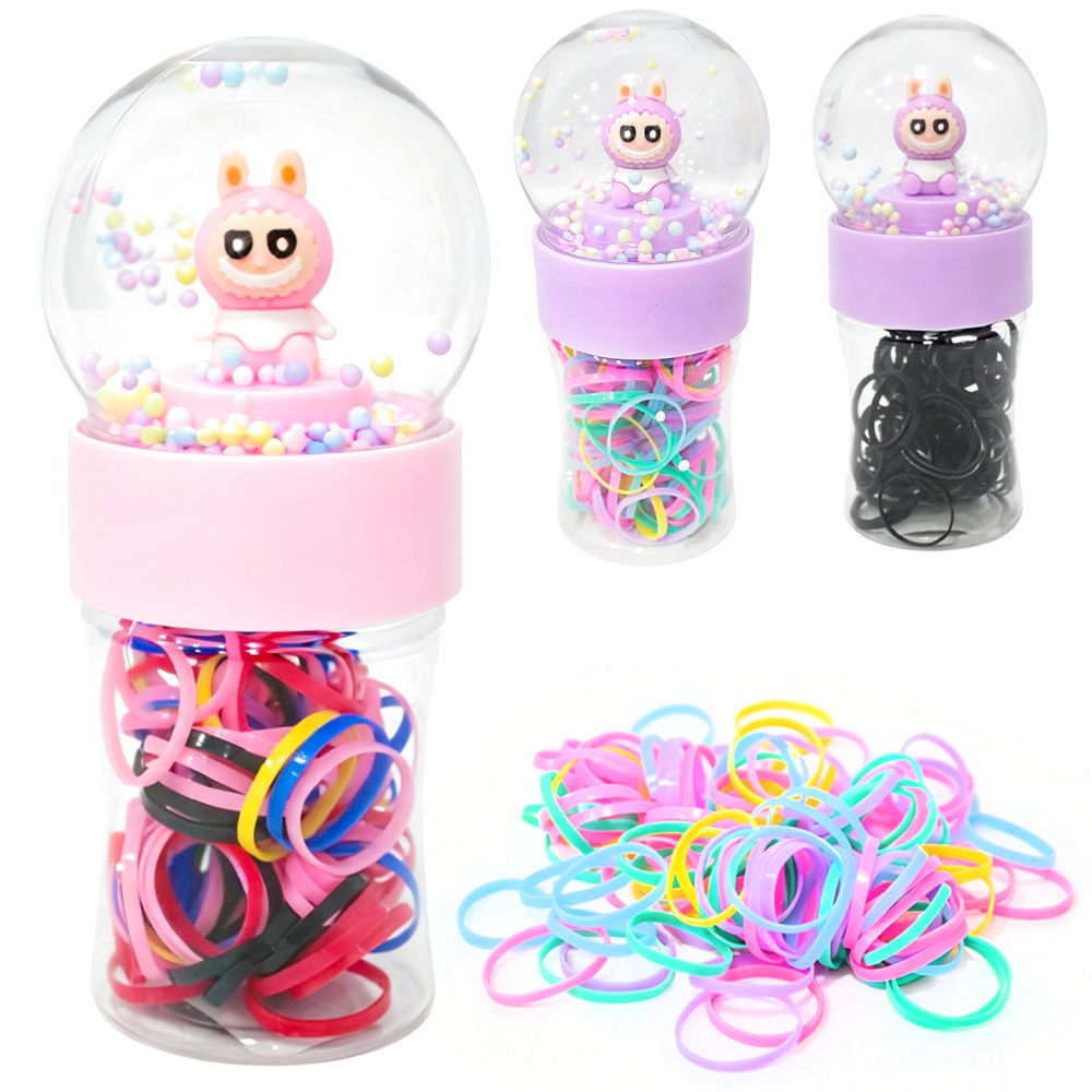 KIT ACESSORIOS PARA CABELO ELASTICO / RABICO DE SILICONE COM 150 PECAS 2CM DE Ø NO POTE LABB