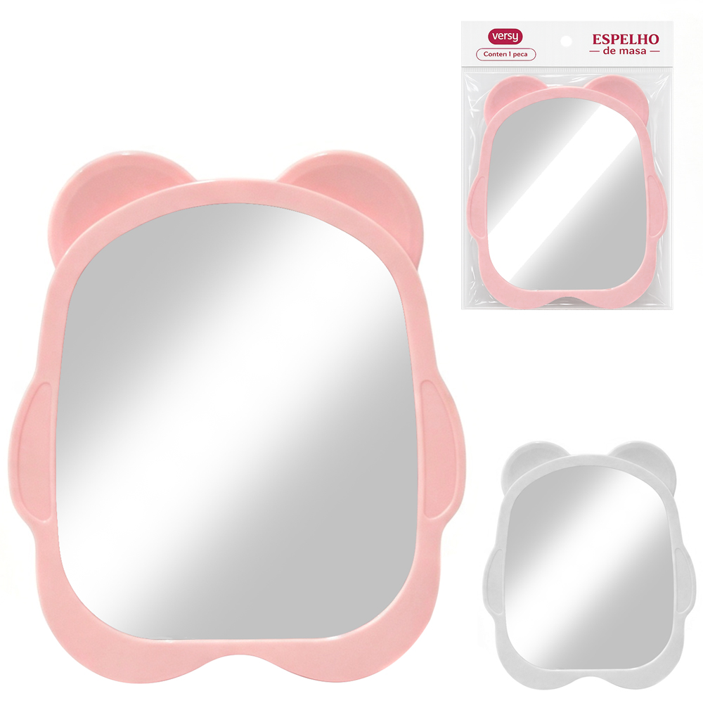 ESPELHO DE MESA / PENDURAR URSO COM MOLDURA DE PLASTICO VERSY 16X14CM