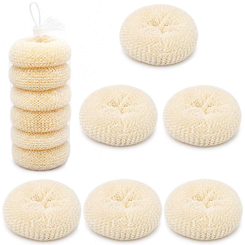 ESPONJA / BUCHA DE NYLON REDONDA PARA BANHO COM 6 PECAS 9CM