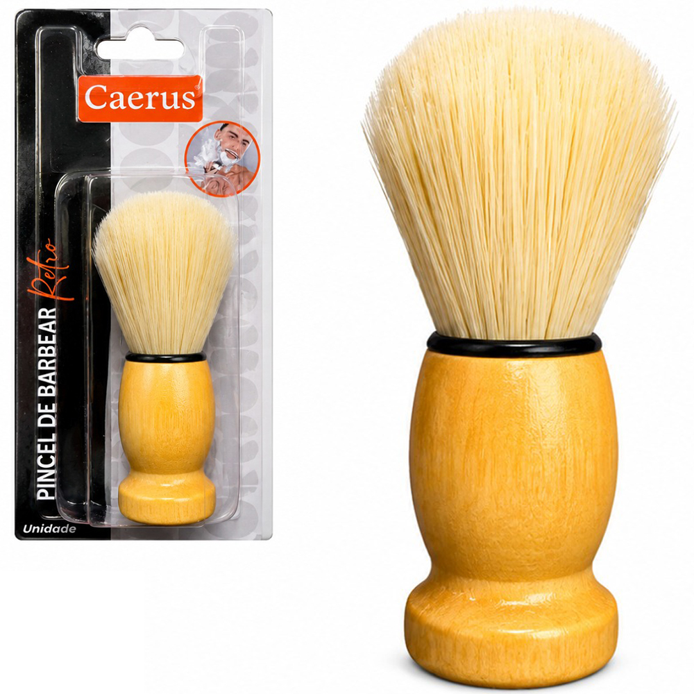 PINCEL PARA BARBEAR CABO MADEIRA 10CM