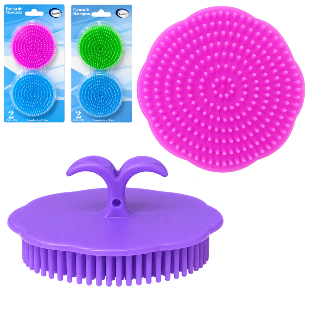 ESCOVA MASSAGEADOR DE PLASTICO COM 2 PECAS 3,3X8CM DE Ø