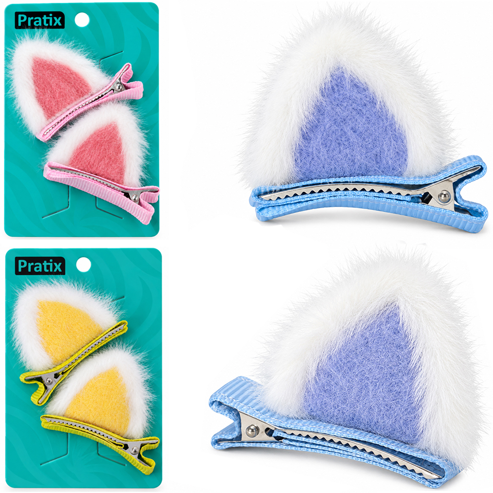 KIT ACESSORIOS PARA CABELO PRESILHA ORELHAS DE PELUCIA PRATIX COM 2 PECAS 5X4X1CM