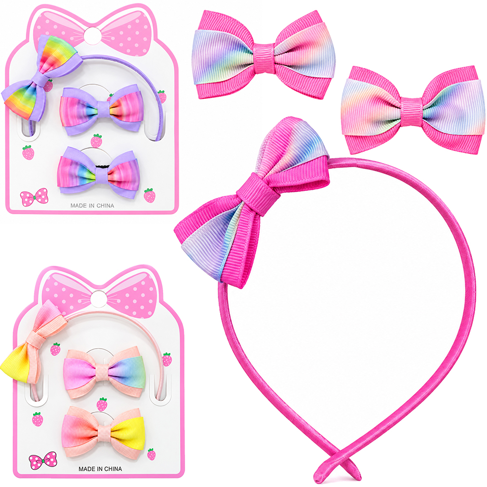 KIT BELEZA INFANTIL COM TIARA + ACESSORIOS PARA CABELO PRESILHA LACO 3 PECAS