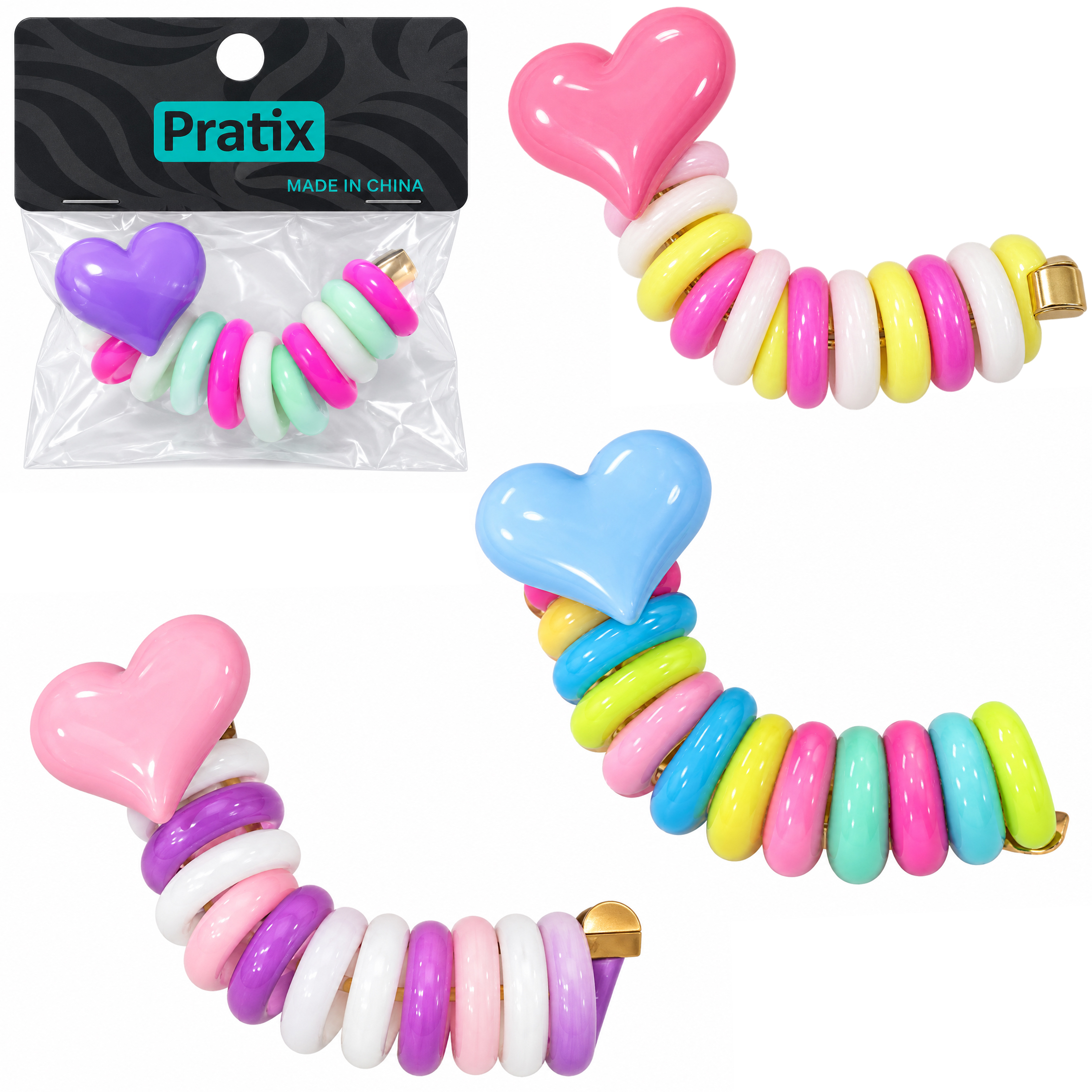 ACESSORIO PARA CABELO ELASTICO / RABICO DE PLASTICO CORACAO PRATIX 9X2,7CM