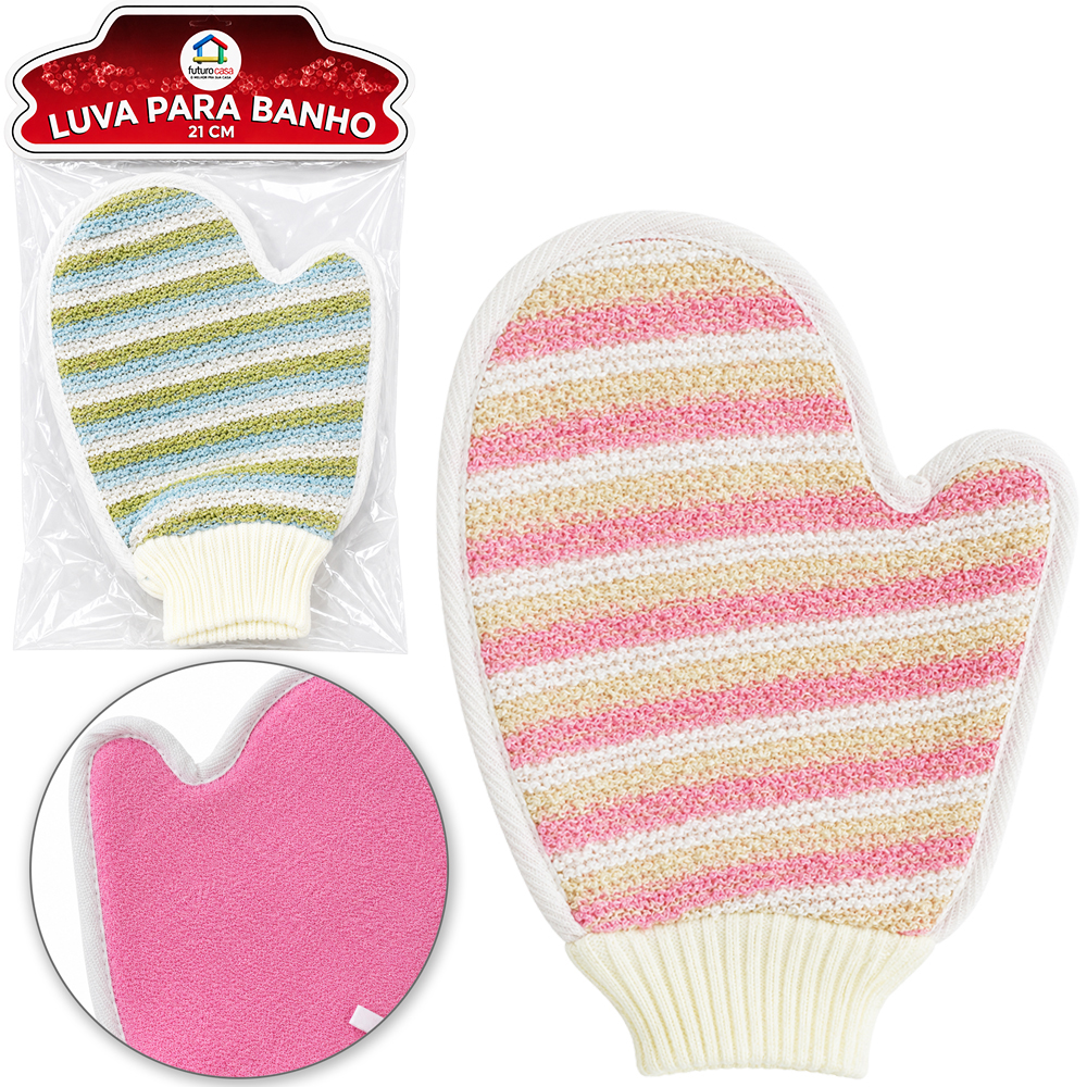 LUVA DUPLA FACE PARA BANHO 21X17CM 