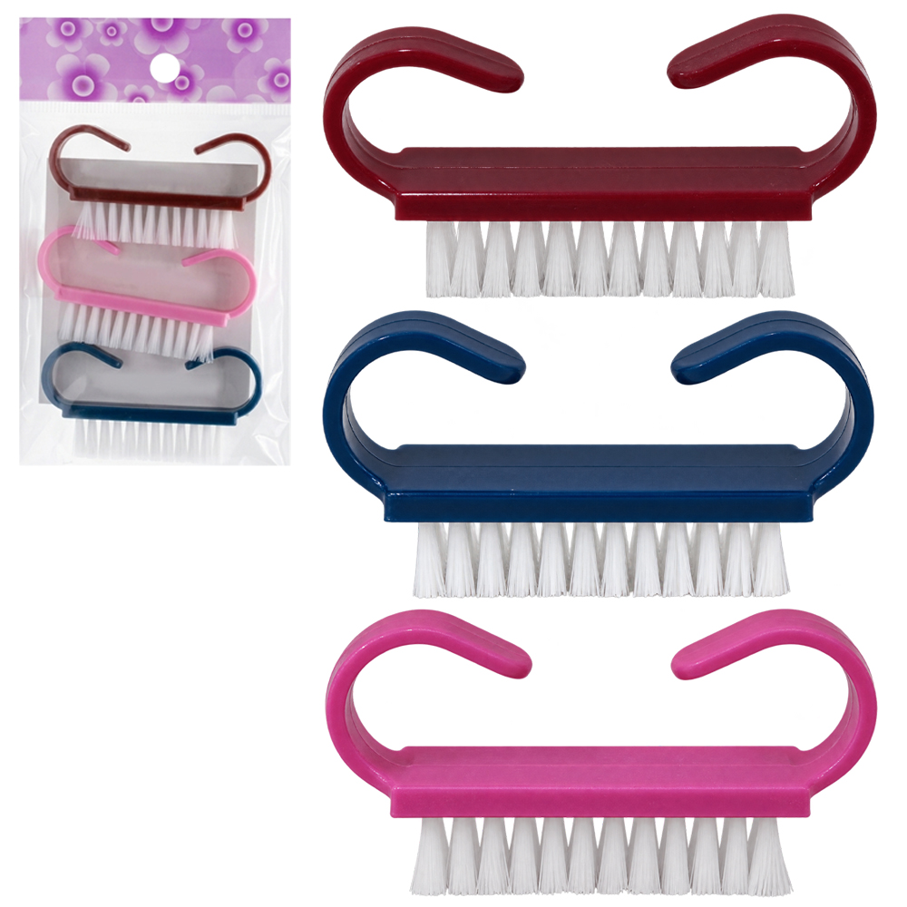 ESCOVA DE UNHA/MANICURE DE PLASTICO COM 3 PECAS 6,5X3CM