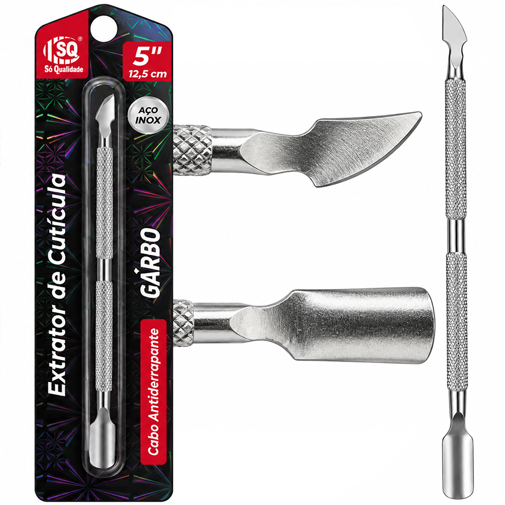 ESPATULA EXTRATOR DE CUTICULA DUPLA DE INOX  5'' 12,5CM