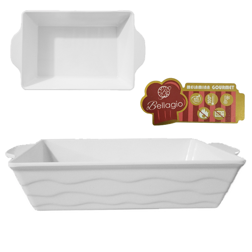 TIGELA DE MELAMINA RETANGULAR P COM ALCA GOURMET BRANCA 750ML 23X13,5X4,7CM