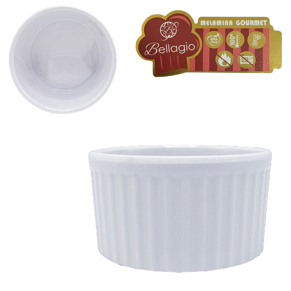 TIGELA RAMEQUIM DE MELAMINA REDONDA P GOURMET BRANCA 100ML 4X7CM DE Ø