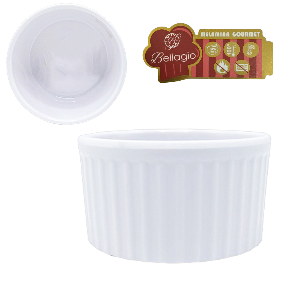 TIGELA RAMEQUIM DE MELAMINA REDONDA M GOURMET BRANCA 180ML 4,5X8,5CM DE Ø