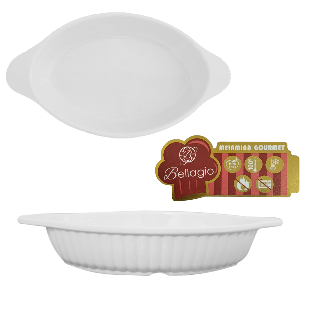 TIGELA DE MELAMINA OVAL P GOURMET BRANCA 550ML 25X15X4,3CM