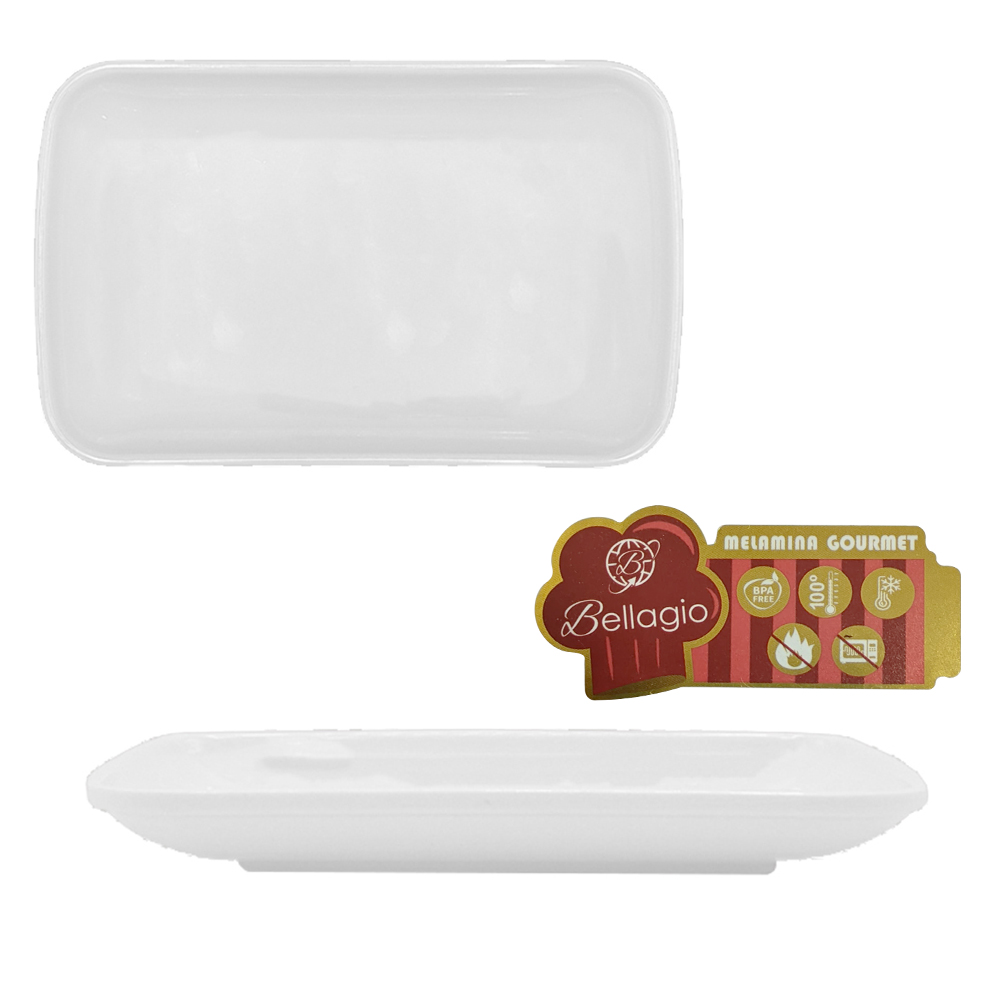 TRAVESSA DE MELAMINA RETANGULAR P GOURMET BRANCA 19X12CM