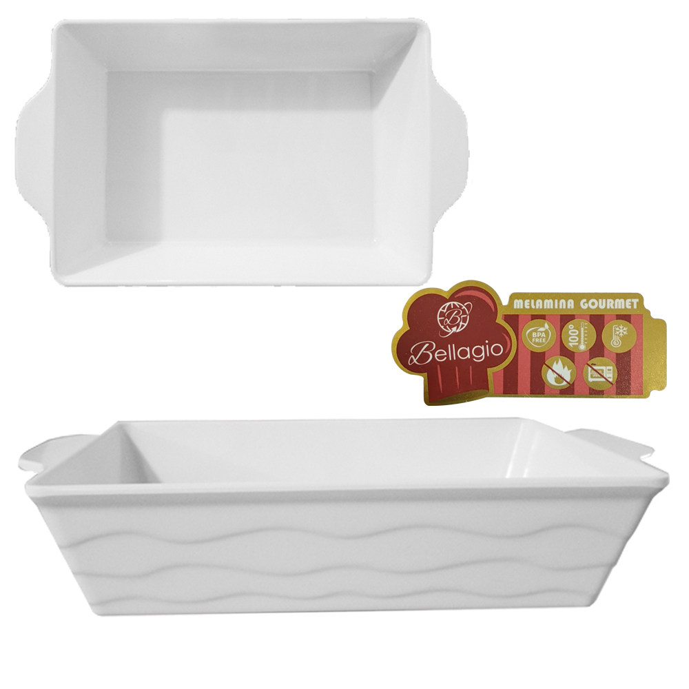 TIGELA DE MELAMINA RETANGULAR M COM ALCA GOURMET BRANCA 27X15,9X5,5CM