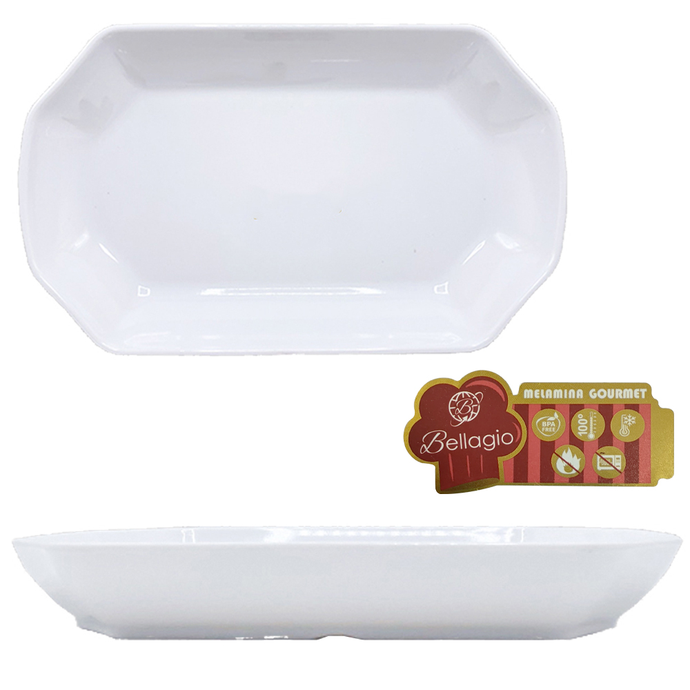 TRAVESSA DE MELAMINA M GOURMET BRANCA 1200ML 33X18X5,4CM