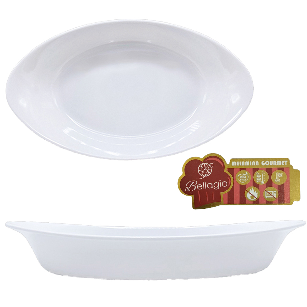 TIGELA DE MELAMINA OVAL P GOURMET BRANCA 1000ML 29X18X5,5CM