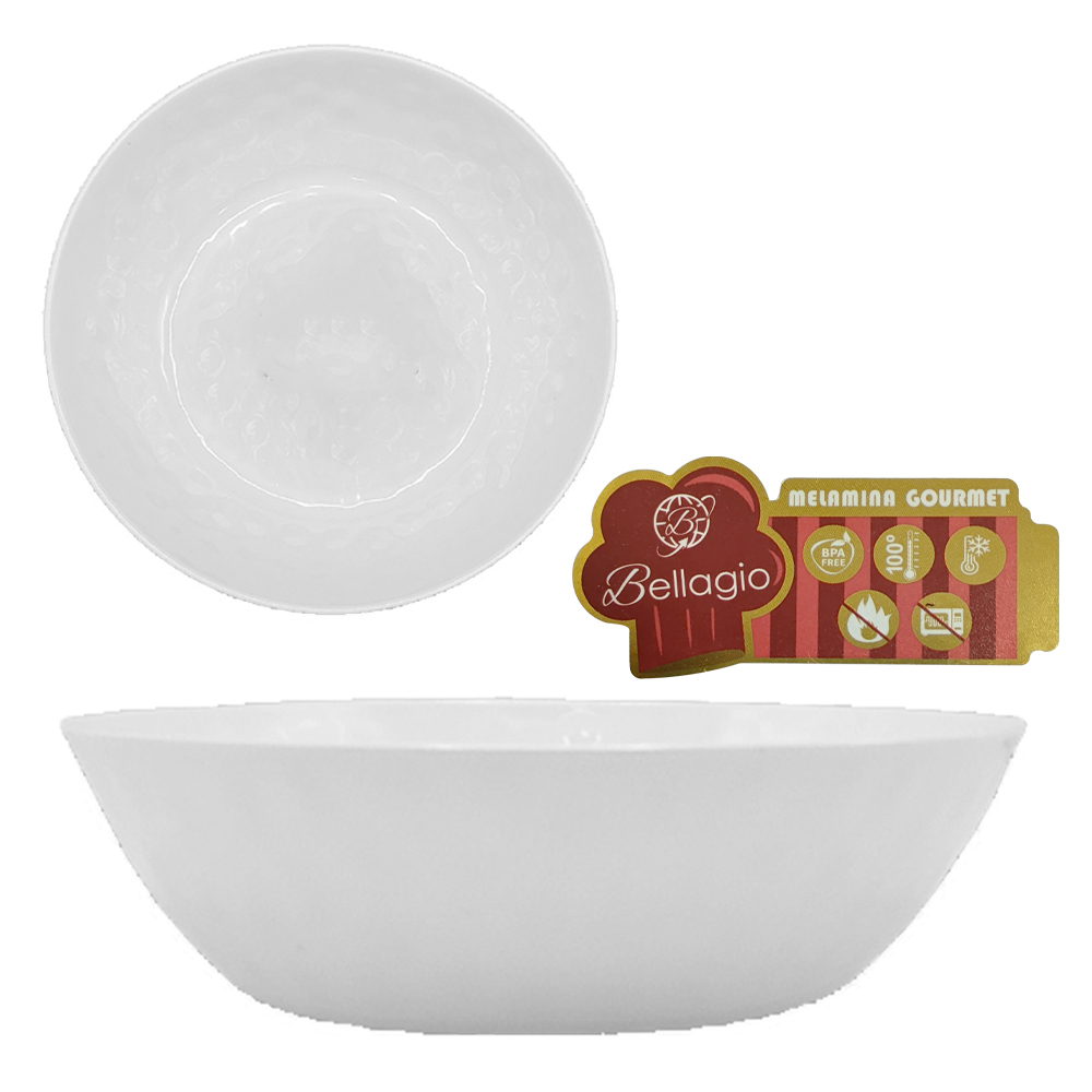 TIGELA DE MELAMINA REDONDA P GOURMET BRANCA 1000ML 5,5X20CM DE Ø