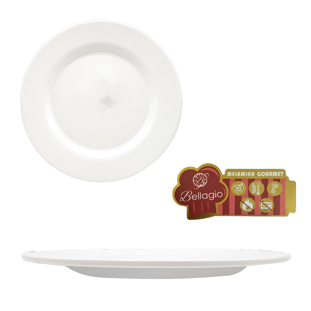 PRATO DE MELAMINA PARA SOBREMESA GOURMET BRANCO 1,9X20,3CM DE Ø
