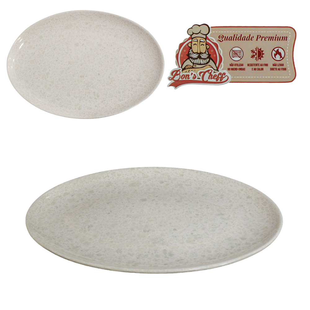 TRAVESSA DE MELAMINA OVAL GOURMET GRANITO 20X14CM